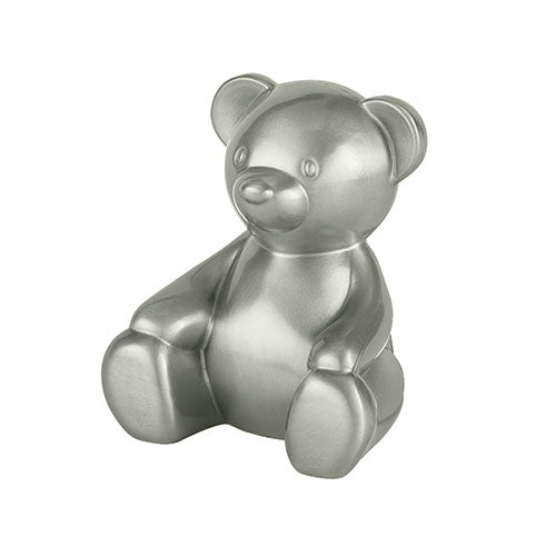 Roman 19346 Teddy Bear Silver Tone 5 inch Zinc Alloy Metal Nursery Toy Piggy Bank