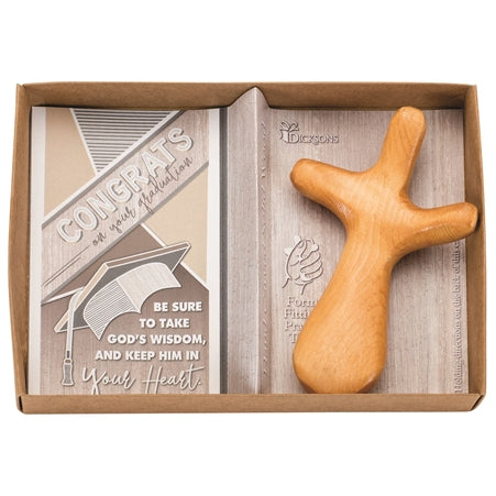 Dicksons Congrats on Your Graduation 3.25 x 4.75 Inch Natural Hand Carved Solid Wood Form Fitting Pr