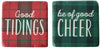 Ganz CX175552 Plaid with Holiday Text Coaster, 4-inch Square, Set of 4, Red and Green