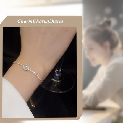 Women's Charm Gold Color Link Chain Crystal Bracelet Jewelry Organizer Storage Bag Adjustable