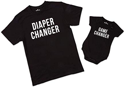 Hallmark Game Changer Diaper Changer T-Shirt and Bodysuit Set, Medium/0–6 Months