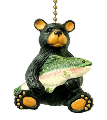 Clementine 297 Black Bear with Fish Ceiling Fan Pull
