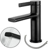 Essbhach Waterfall Bathroom Faucet Brass One Handle Basin, with 3/8 Water Supply Hose, Black