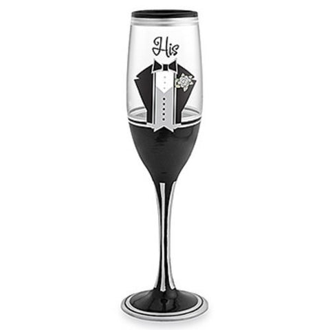 Epic 93-378 Black "Suit N' Tie" Meticulous Hand-Crafted Champagne Flute 8 Ounce