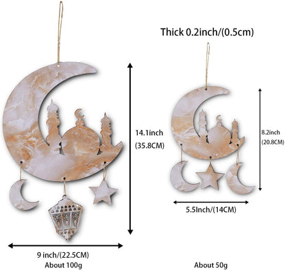 2 Piece Islam Ramadan Eid Hanging Moon Star Lantern Pendant Ornament Decoration