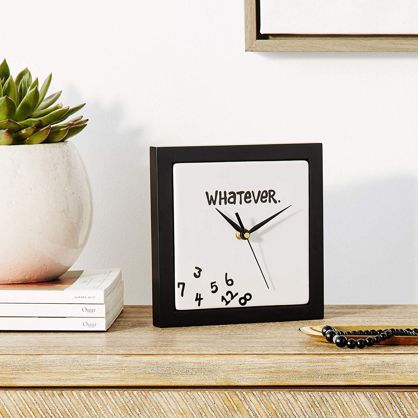 Enesco 10320 Whatever. Scrambled Numbers Always Late 7.5 x 7.5 Inch Square Hanging Wall Clock