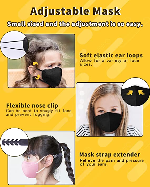 Mask Small Size, Colored Mask Individual Wrapped 20 Packs, Mask Soft with Adjustable Nose Clip