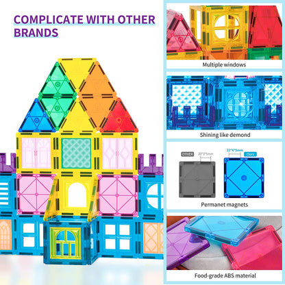 AXYES Magnetic Tiles, Magnetic Building Blocks 102PCS