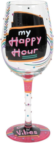 Enesco 6012022 Lolita Hand-Painted Artisan Wine Glass, Happy Hour