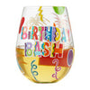 Enesco 6006298 Lolita Birthday Bash Hand-Painted Artisan Stemless Wine Glass, 20 Ounce