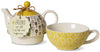 Pavilion 74067 Friend Ceramic Teapot and Cup for One, 15 oz, Multicolored