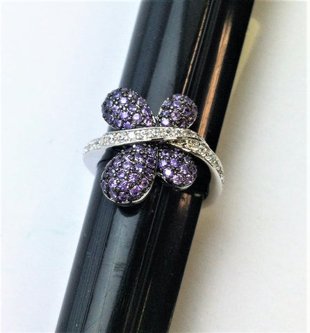 R.S. Covenant 6011 Amethyst & Cz Butterfly Ring Size 10