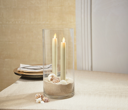 Ganz LLR1034 Remote Ready With Blow-Out Soft Ivory 1 x 8.5 Resin LED Taper Candles, Set of 2