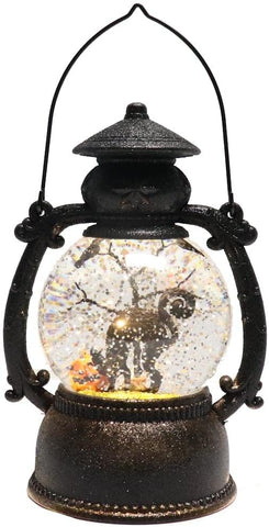 Roman Halloween 134945 Black Cat LED Swirl Lantern Water Dome