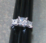 R. S. Covenant 4261 Silver 3 CZ Princess Cut Ring Size 9