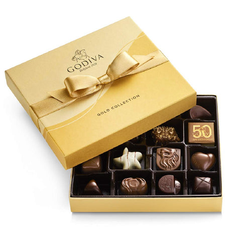 GODIVA 13956 Chocolatier Chocolate Gold Gift Box, Assorted, 19 Count
