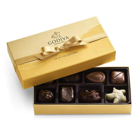 GODIVA 13953 Chocolatier Assorted Chocolate Gold Gift Box, 8 Count