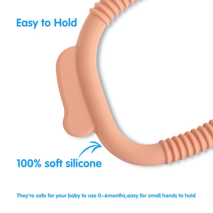 Silicone Teether Baby Teething Ring Puppy-Shaped BPA-Free(1 Pacifier Holder+1 Baby Teether
