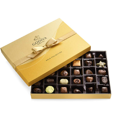 GODIVA 13959 Chocolatier Chocolate Gold Gift Box, Assorted 36 Count