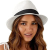 Lvaiz White Straw Hat Short Brim Panama Fedora Gentlemen Roll Up Summer Hat