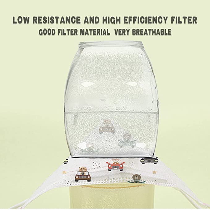 30PCS Dino Face Mask For Kids 5 Layers of Breathable Filter Protection Mask with Elastic Earloop