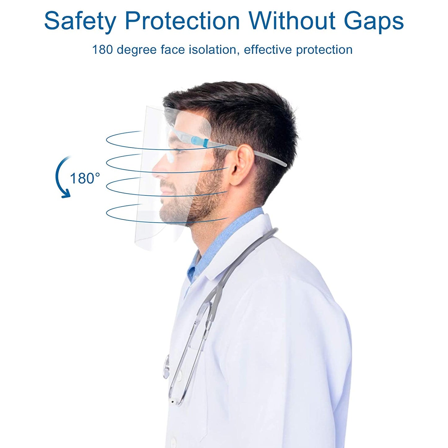 Clear Anti-Fog Droplets Splash Glasses Style Face Shields to Protect Eyes/Nose/Mouth for Adults