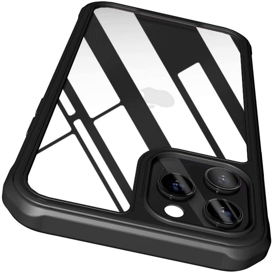 Designed for iPhone 12 Pro Max Case, Crystal Clear Hard PC Back Silicone Edge Shockproof Case, Black