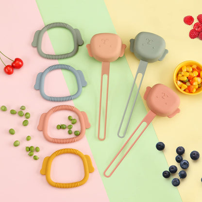 Silicone Teether Baby Teething Ring Puppy-Shaped BPA-Free(1 Pacifier Holder+1 Baby Teether