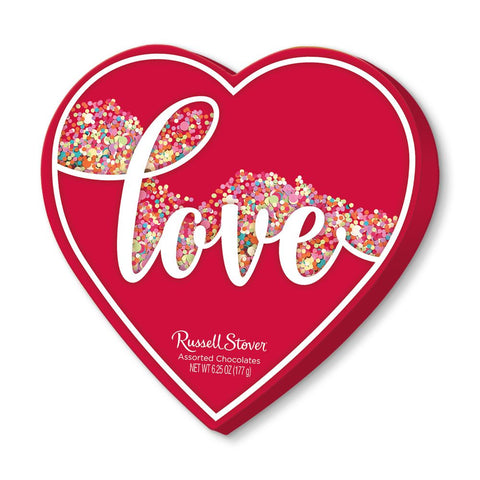 Russell Stover 6644 Assorted Chocolates Love Confetti Heart, 6.25 oz. Box