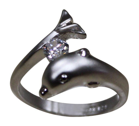 R.S. Covenant 4317 CZ Silver Dolphin Ring Size 8  LOC 90