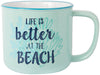 Pavilion 67519 Large 17 Oz Stoneware Coffee Cup Mug Life Is Better At The Beach, Blue
