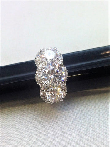 R.S. Covenant 618 Silver & Lg/ Small Cz Fancy Ring Size 5