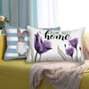 Purple Tulip Throw Pillow Cover - Home Sweet Home Spring Decorative Cushion Case 12" x 20"