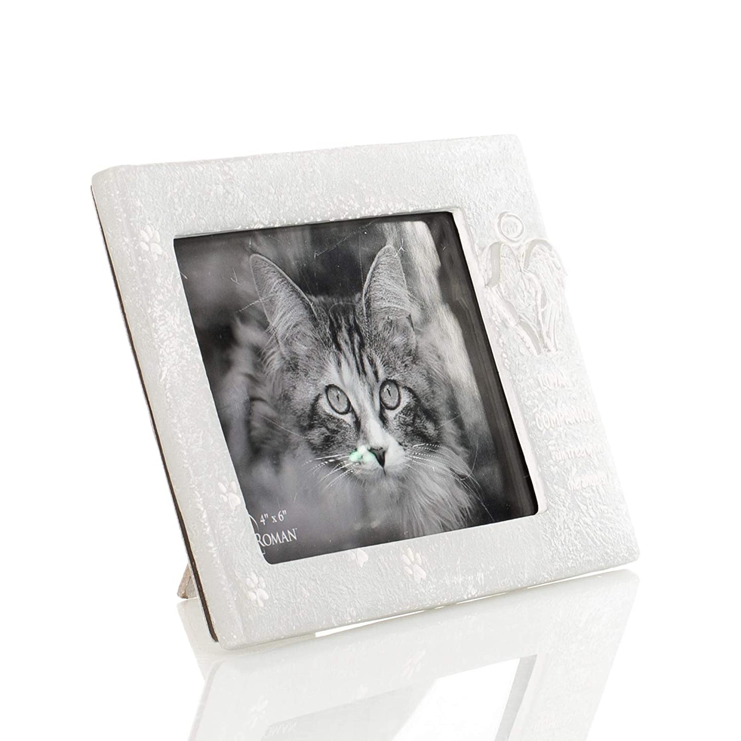 Roman Pet Memorial Loyal Pewter Grey 8 x 5 Resin Stone Wall and Tabletop Frame