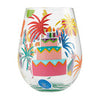 Enesco 6006298 Lolita Birthday Bash Hand-Painted Artisan Stemless Wine Glass, 20 Ounce