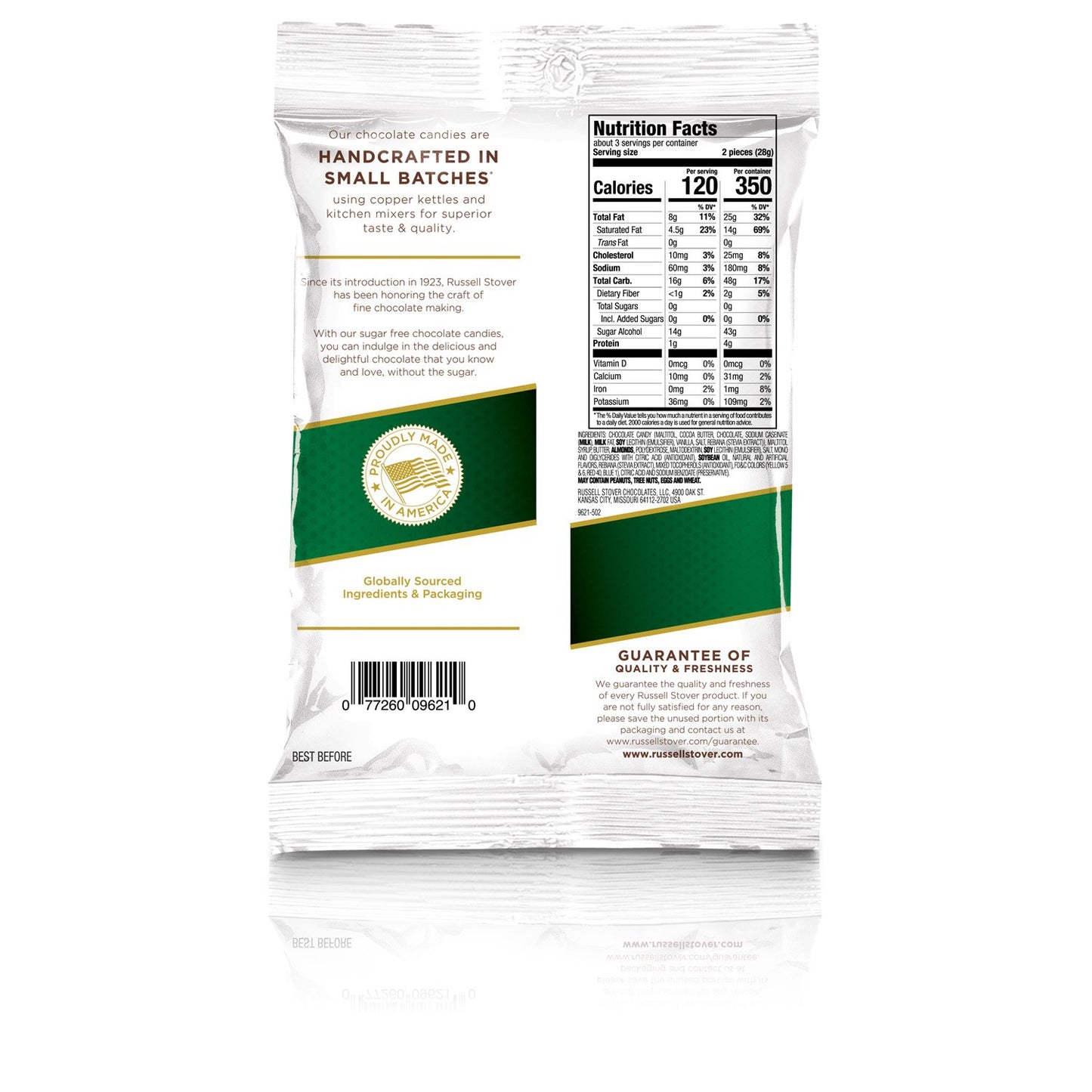 Russell Stover 9621N Sugar Free Toffee Squares, 3 Ounce