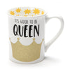 Enesco 6001219 It's Good to be Queen Stoneware Glitter Mug, 16 oz, Gold
