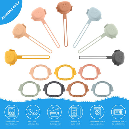 Silicone Teether Baby Teething Ring Puppy-Shaped BPA-Free(1 Pacifier Holder+1 Baby Teether