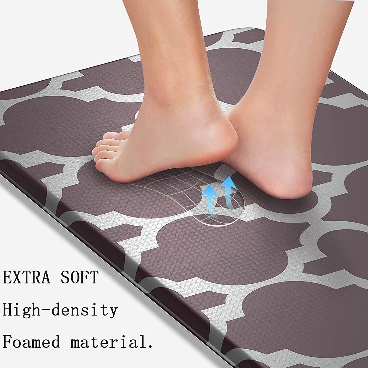 Brown Kitchen Floor Mat Cushioned Anti Fatigue Non Slip Waterproof Easy to Clean Ergonomic 17.7"x40"