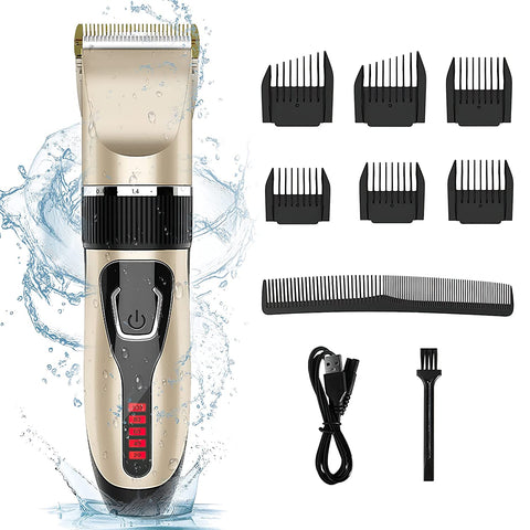 RUEOO Pro Cordless Hair Trimmer  Kit Led Display USB Rechargeable Five-Level Adjustable Length