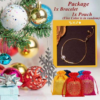Women's Charm Gold Color Link Chain Crystal Bracelet Jewelry Organizer Storage Bag Adjustable