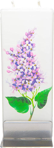 Flatyz D19038 Hand Painted Flat Candle| Unscented, Dripless, Smokeless, Decorative | Purple Lilac