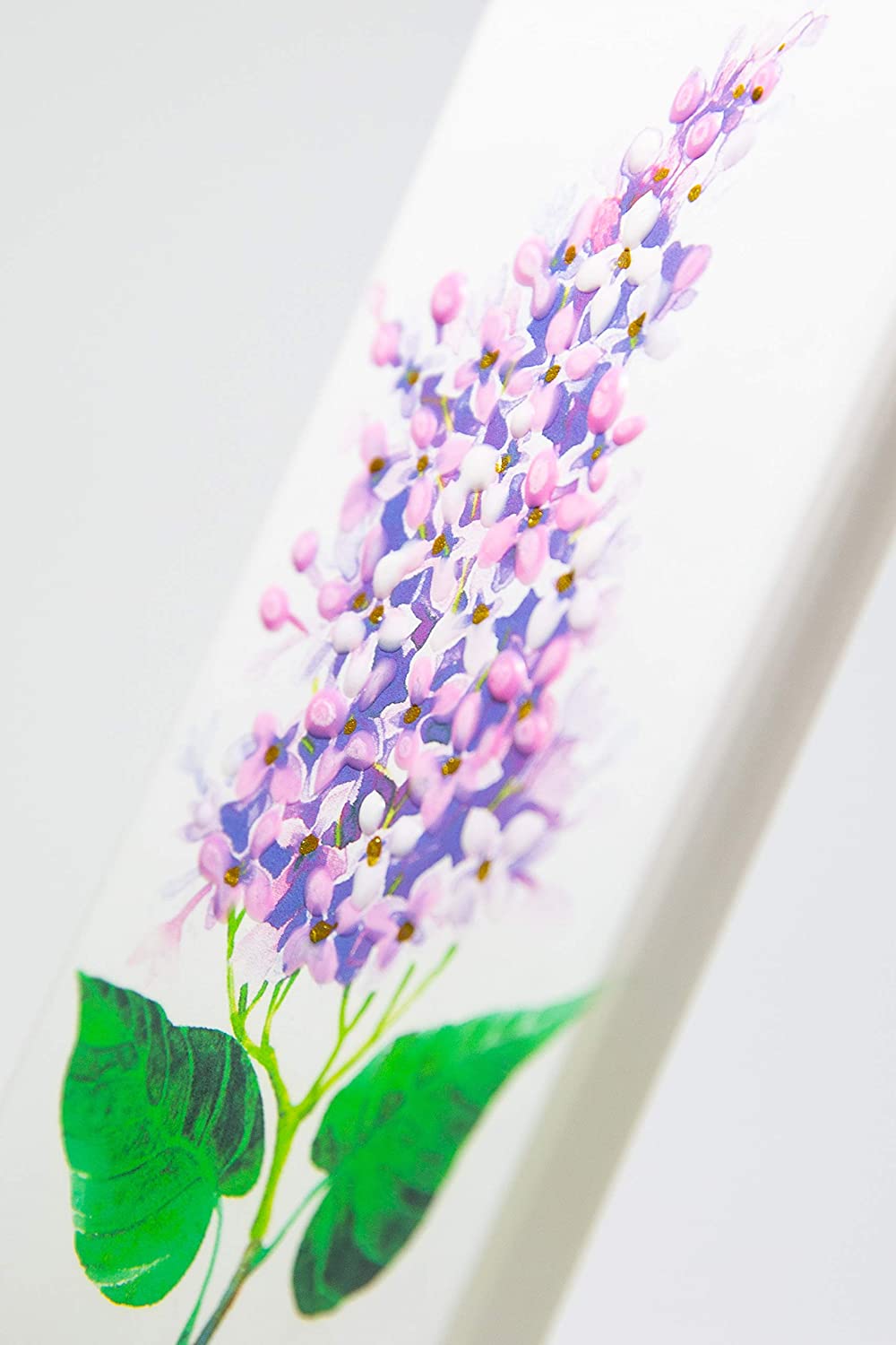 Flatyz D19038 Hand Painted Flat Candle| Unscented, Dripless, Smokeless, Decorative | Purple Lilac