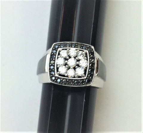 R.S. Covenant 2361 Mens Square Black & Clear Cz Square Ring Size 13  LOC 95