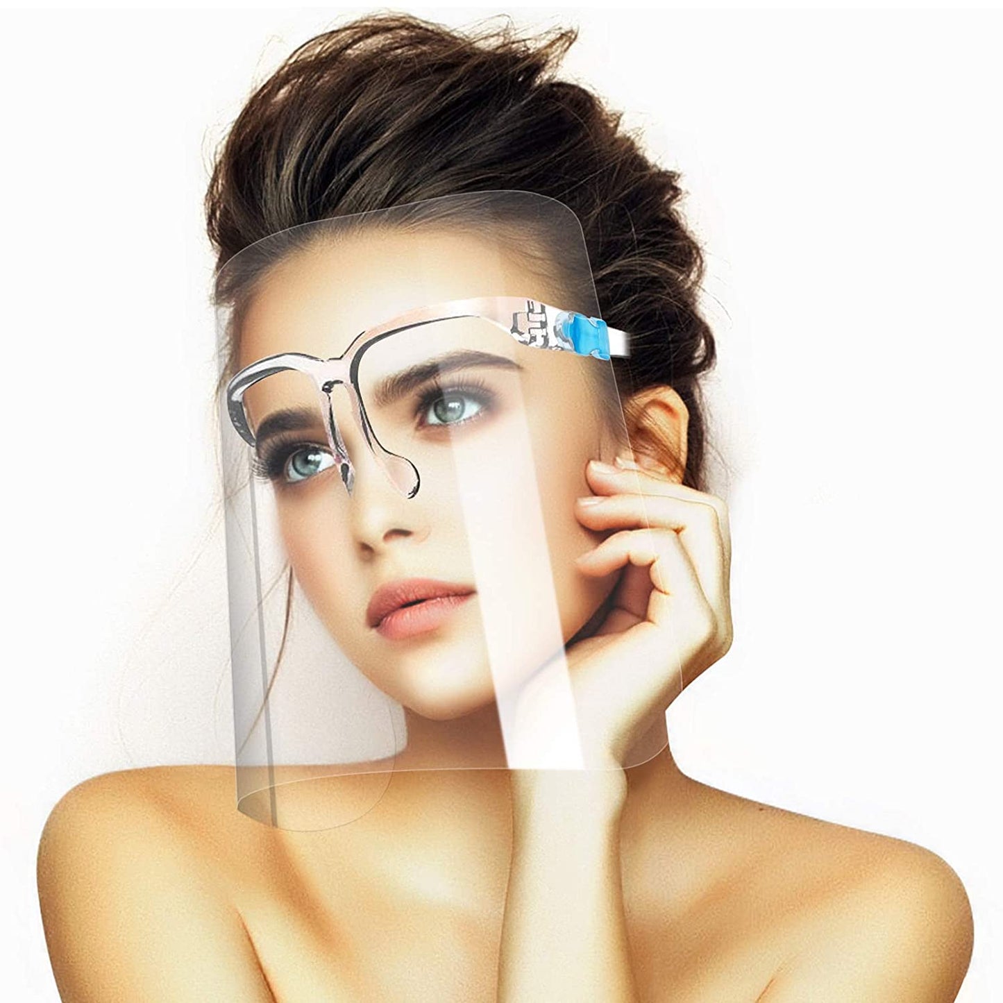 Clear Anti-Fog Droplets Splash Glasses Style Face Shields to Protect Eyes/Nose/Mouth for Adults