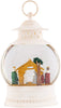 Roman Dropship 132718 LED Nativity Lantern Rustic White 11 x 7 Acrylic Holiday Snow Globe Swirl Dome