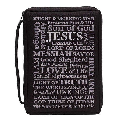 Dicksons BCK-203 Black Names of Jesus Reinforced Polyester Bible Cover Case with Handle, Large