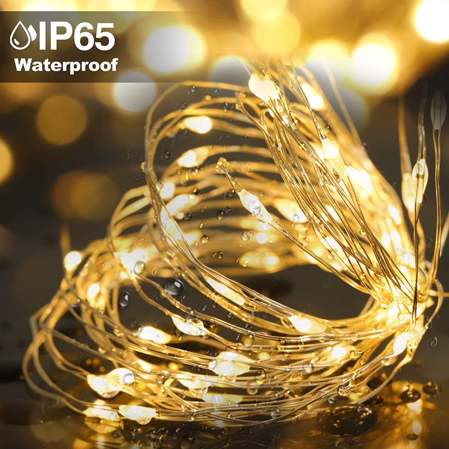 Fairy Lights Battery Operated,60 LED Mini Silver Copper Wire String Lights, IP65 Waterproof