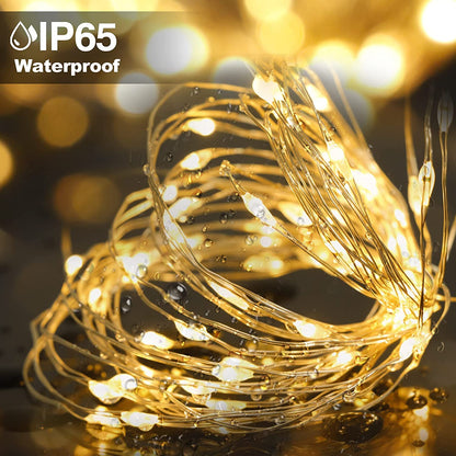 Fairy Lights Battery Operated,60 LED Mini Silver Copper Wire String Lights, IP65 Waterproof