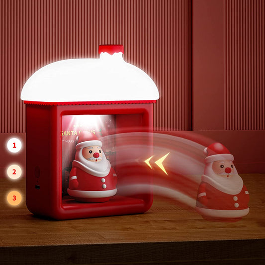 AVWOO Bedside Lamp with USB Port, Light-Up House with 3D Santa Claus Doll Decoration, 3 Modes